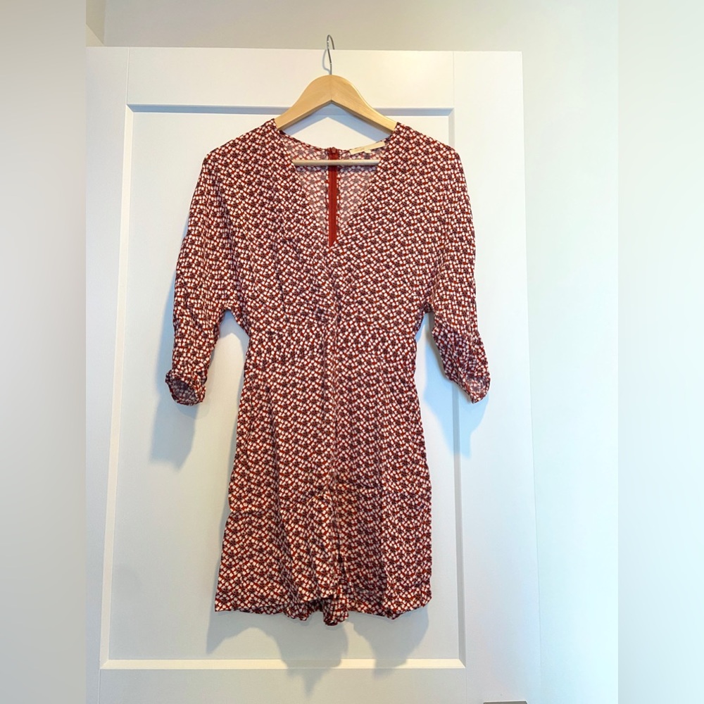 Maje romper with red floral pattern